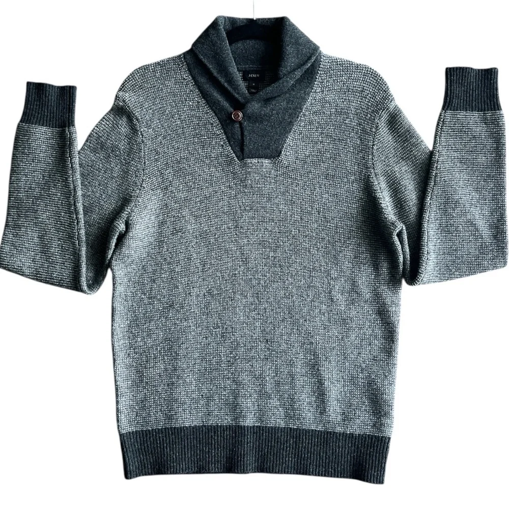 J.Crew Wool Textured Collared Sweater Medium Gray